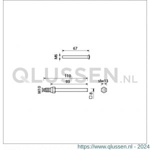 Ami bevestigingsschroeven veiligheidsschilden VHB voordeur deurdikte 53-57 mm gelagerde wisselstift 8x100 Varo ring en 3 schroeven M6x67 900190