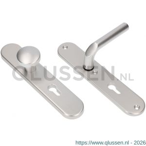 Ami VHB 250/50/1-169/50 veiligheidsvoordeur-knoplangschildgarnituur SKG*** ovaal VHB 250/50/1 profielcilinder PC 72 knop 169/50 F1 profielcilinder PC 72 en deurkruk 369 M6 deurdikte 38-42 mm 654021