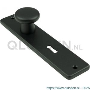 Ami 180/41 RH knopkortschild aluminium rondhoek knop 160/40 vast kortschild 180/41 RH sleutelgat SLG 56 zwart RAL 9005 structuur finish 739172