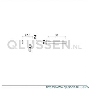 Ami patentbout compleet met huls ijzer vernikkeld M4x38 mm schroef en huls set 10 stuks 900111