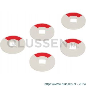 Ami indicatieplaatje kunststof rood-wit 8 mm vlak stiftontsluiting 1/4 rood verpakt per 5 stuks 900348