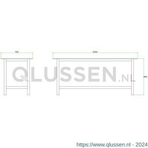 Brakel LS200 lastafel geheel staal 2000x750x860 mm RAL 5009