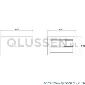Brakel BLL400.05 ladenblok BL-34 voor BL werktafel 2x lade 150 mm 600x700x400 mm RAL 5009-7035