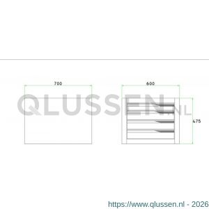 Brakel BLL475.06 ladenblok BL-41 voor BL werktafel 1x lade 75 mm en 3x lade 100 mm 600x700x475 mm RAL 5009-7035