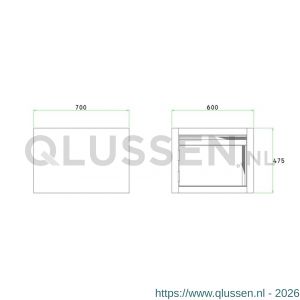 Brakel BLL475.09 ladenblok BL-44 voor BL werktafel 1x lade 75 mm en 1x lade 300 mm 600x700x475 mm RAL 5009-7035