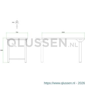 Brakel BL150 werktafel BL met liggers zonder legbord in hoogte verstelbaar 1500x750x645-1000 mm RAL 5009