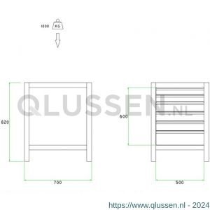 Brakel BW60.10 werkbankblok BW60 model BO-6 6 laden 600x700x820 mm RAL 5009-7035