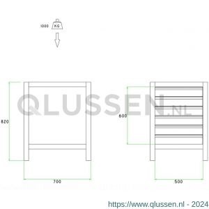 Brakel BW60.06 werkbankblok BW60 model BO-62 6 laden 100 mm 600x700x820 mm RAL 5009-7035