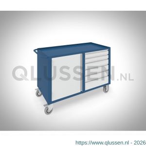 Brakel BM260 werkbank BM verrijdbaar 1 deur 600 mm en 6 laden 2x 75 mm, 3x 100 mm en 1x 150 mm 1150x600x817 mm RAL 5009-7035