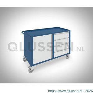 Brakel BM411 werkbank BM verrijdbaar 1 deur 600 mm en 4 laden 150 mm 1150x600x817 mm RAL 5009-7035