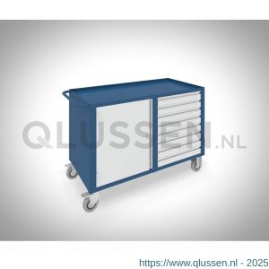 Brakel BM811 werkbank BM verrijdbaar 1 deur 600 mm en 8 laden 75 mm 1150x600x817 mm RAL 5009-7035