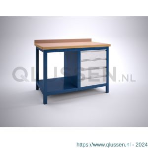 Brakel BW115.02 werkbank BW115 model BW 1-G 2-vaks 4 laden 150 mm en 1 vak open 1200x750x860 mm RAL 5009-7035