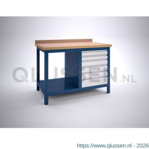 Brakel BW115.08 werkbank BW115 model BW 1-N 2-vaks 6 laden 2x 75 mm, 3x 100 mm, 1x 150 mm en 1 vak open 1200x750x860 mm RAL 5009-7035