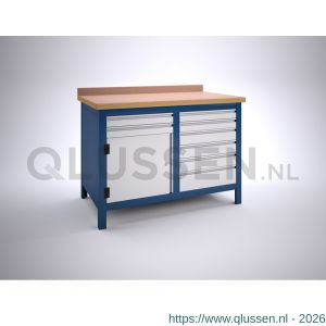 Brakel BW115.09 werkbank BW115 model BW 1-P 2-vaks 1 deur 450 mm en 8 laden 4x 75 mm, 3x 100 mm en 1x 150 mm 1200x750x860 mm RAL 5009-7035