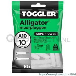 Toggler A10-10 Alligator muurplug zonder flens A10 diameter 10 mm zak 10 stuks 91110260