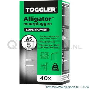 Toggler A5-40 Alligator muurplug zonder flens A5 diameter 5 mm doos 40 stuks 91100430