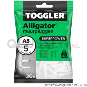 Toggler A5-20 Alligator muurplug zonder flens A5 diameter 5 mm zak 20 stuks 91110210