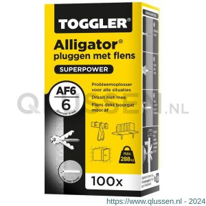 Toggler AF6-100 Alligator plug met flens diameter 6 mm doos 100 stuks wanddikte > 9,5 mm 91210020