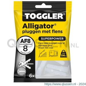 Toggler AF8-6 Alligator plug met flens AF8 diameter 8 mm zak 6 stuks wanddikte > 12,5 mm 91110140