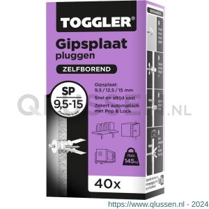 Toggler SP-40 gipsplaatplug SP doos 40 stuks gipsplaat 9-15 mm 96306570
