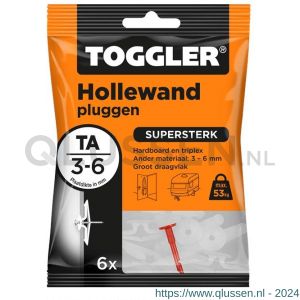 Toggler TA-6 hollewandplug TA zak 6 stuks plaatdikte 3-6 mm 96116100