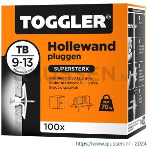 Toggler TB-100 hollewandplug TB doos 100 stuks plaatdikte 9-13 mm 96210020