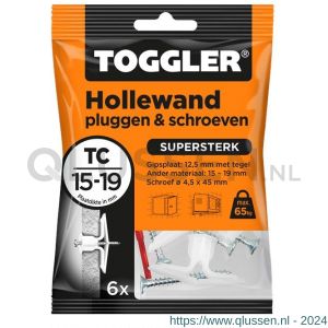 Toggler TC-6-schroef hollewandplug TC met schroef zak 6 stuks plaatdikte 15-19 mm 96136300