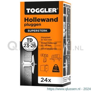 Toggler TD-24 hollewandplug TD doos 24 stuks plaatdikte 23-26 mm 96406530