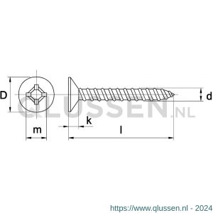 Kobout 47982A242045 zelftappende plaatschroef verzonkenkop Philipsdrive (kruiskop) DIN 7982 RVS A2 4,2x45 mm