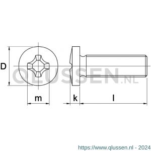 Kobout 67985EV03020 metaalschroef bolcilinderkop Philipsdrive (kruiskop) DIN 7985 galvanisch verzinkt M3x20 mm