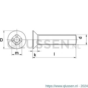 Kobout 4965A205012 metaalschroef verzonkenkop Philipsdrive (kruiskop) DIN 965 RVS A2 M5x12 mm