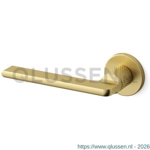Mandelli1953 1751L Grint deurkruk gatdeel op rozet 50x6 mm linkswijzend gegraveerd mat messing TH51751MEI200