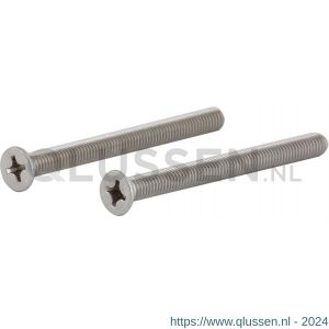 GPF Bouwbeslag AG0310 metaalschroeven RVS DIN 965 voor veiligheids rozet deurdikte 64 mm 2x M6x70 mm RVS geborsteld AG0310