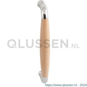 GPF Bouwbeslag RVS 4911.49A Ika deurgreep gebogen 130x60/114 mm RVS gepolijst-beuken met enkel- en dubbelzijdige bevestiging GPF4 9114900A