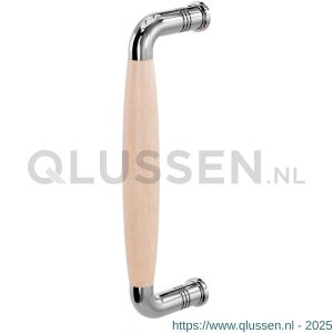 GPF Bouwbeslag RVS 4911.49C Ika deurgreep gebogen 207x63/191 mm RVS gepolijst-beuken met enkel- en dubbelzijdige bevestiging GPF4 9114900C