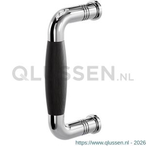 GPF Bouwbeslag RVS 4901.49A Ika deurgreep gebogen 130x60/114 mm RVS gepolijst-ebben met enkel- en dubbelzijdige bevestiging GPF4 9014900A