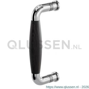 GPF Bouwbeslag RVS 4901.49B Ika deurgreep gebogen 157x62/141 mm RVS gepolijst-ebben met enkel- en dubbelzijdige bevestiging GPF4 9014900B