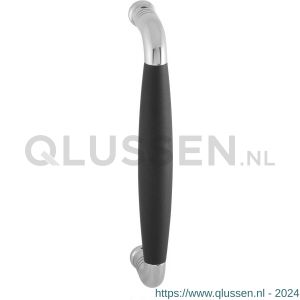 GPF Bouwbeslag RVS 4922.49A Ika deurgreep gebogen 130x60/114 mm RVS gepolijst-zwart met enkel- en dubbelzijdige bevestiging GPF4 9224900A