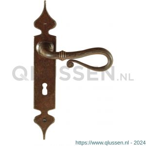 Utensil Legno FM015R M PC72 deurkruk op schild 260x40 mm PC72 met veer gepatenteerd systeem deurkruk gatdeel rechtswijzend roest TH700157M342