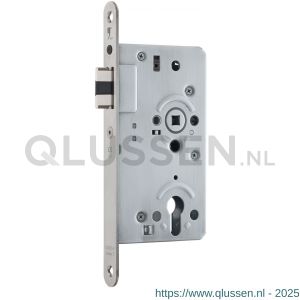 GPF Bouwbeslag RVS 0140.09 Loop loopslot RVS U voorplaat afgerond 235x20x3 mm doornmaat 60 mm DIN links-rechts nastelbare gelagerde klemtuimelaar en fluisterdagschoot RVS geborsteld GPF014009000