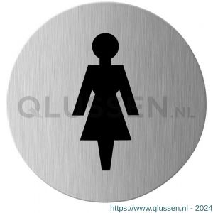 GPF Bouwbeslag RVS 0400.09 pictogram Dames rond 75 mm zelfklevend RVS geborsteld GPF040009830