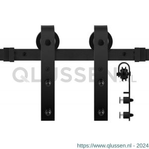 GPF Bouwbeslag ZwartWit 0500.61G schuifdeursysteem Lanka 200 cm voor glazen schuifdeuren zwart GPF050061200G