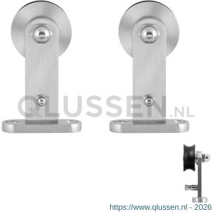 GPF Bouwbeslag RVS 0512.09 schuifdeurhanger set Kiva RVS voor extra deur RVS geborsteld GPF051209010