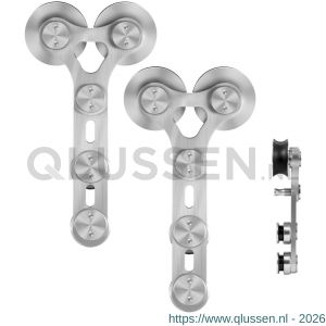 GPF Bouwbeslag RVS 0517.09 schuifdeurhanger set Pyramidi RVS voor extra deur RVS geborsteld GPF051709010