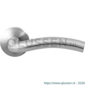 GPF Bouwbeslag RVS 1010.09-00R GPF1010.00R Kui deurkruk gatdeel op rond rozet RVS 50x8 mm rechtswijzend RVS geborsteld GPF1010090300-00