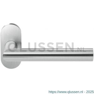 GPF Bouwbeslag RVS 1015.09-04R GPF1015.04R Toi deurkruk gatdeel op ovaal rozet RVS 70x32x10 mm rechtswijzend RVS geborsteld GPF1015090300-04