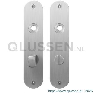 GPF Bouwbeslag RVS 1100.12 WC63/8 normaal plaatschild afgerond zonder veer 181x41x2 mm WC63/8 normale knop RVS geborsteld GPF110012885