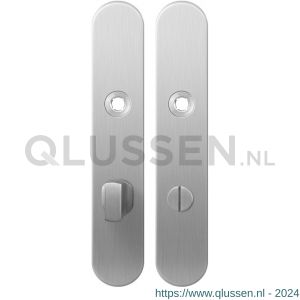 GPF Bouwbeslag RVS 1100.20 WC72/8 groot langschild afgerond enkelverend 218x40x8,5 mm WC72/8 grote knop RVS geborsteld GPF110020872