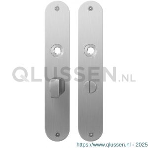 GPF Bouwbeslag RVS 1100.21 WC55/8 groot plaatschild afgerond zonder veer 220x40x2 mm WC55/8 grote knop RVS geborsteld GPF110021855