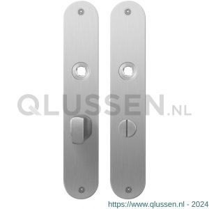 GPF Bouwbeslag RVS 1100.21 WC63/8 groot plaatschild afgerond zonder veer 220x40x2 mm WC63/8 grote knop RVS geborsteld GPF110021863